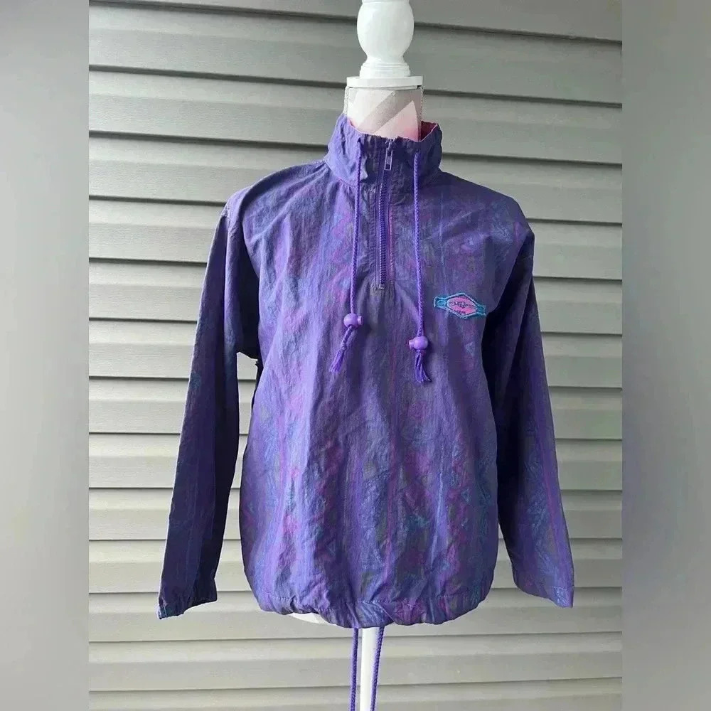 Vintage Gotcha Anorak Unisex Windbreaker 1/4 Zip Pullover Jacket Sz L